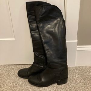 Beautiful Italian Leather Black Knee High Boots